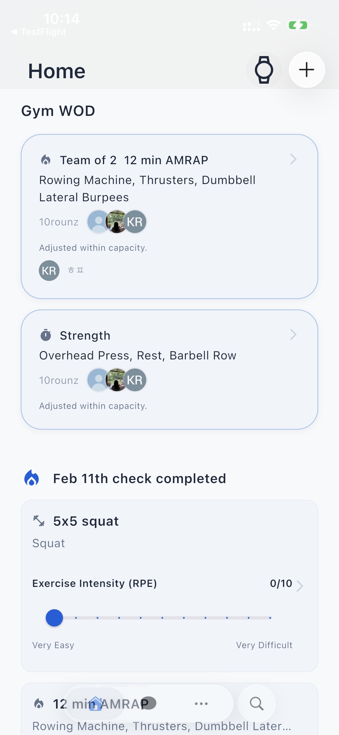 Training on the first day of the two-week block
